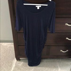 3/4 sleeve cotton midi scoop neck maternity dress